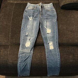 Distressed Blue Jeans